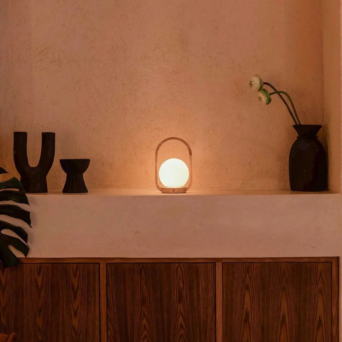 Tavellio-Amsterdam - Skye Lichtbruine Houten Snoerloze Lamp | Oplaadbaar en dimbaar ontwerp