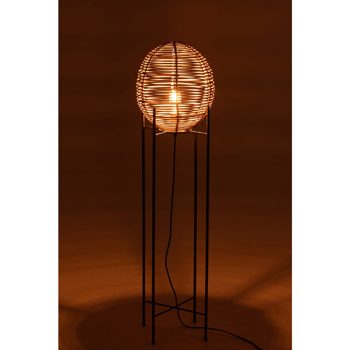 J-Line - Staanlamp Op Frame - Metaal/Rotin - Naturel