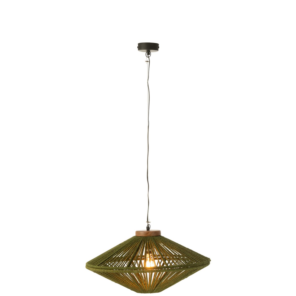 J-Line - Hanglamp Ovni Ijzer/Jute Groen Small