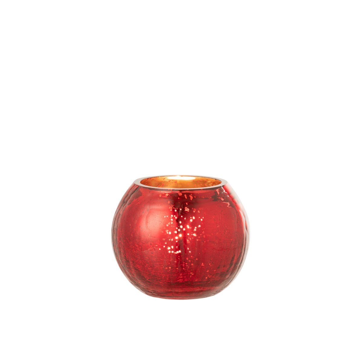 J-Line - Windlicht Bol Parel Effect - Glas - Rood - Small