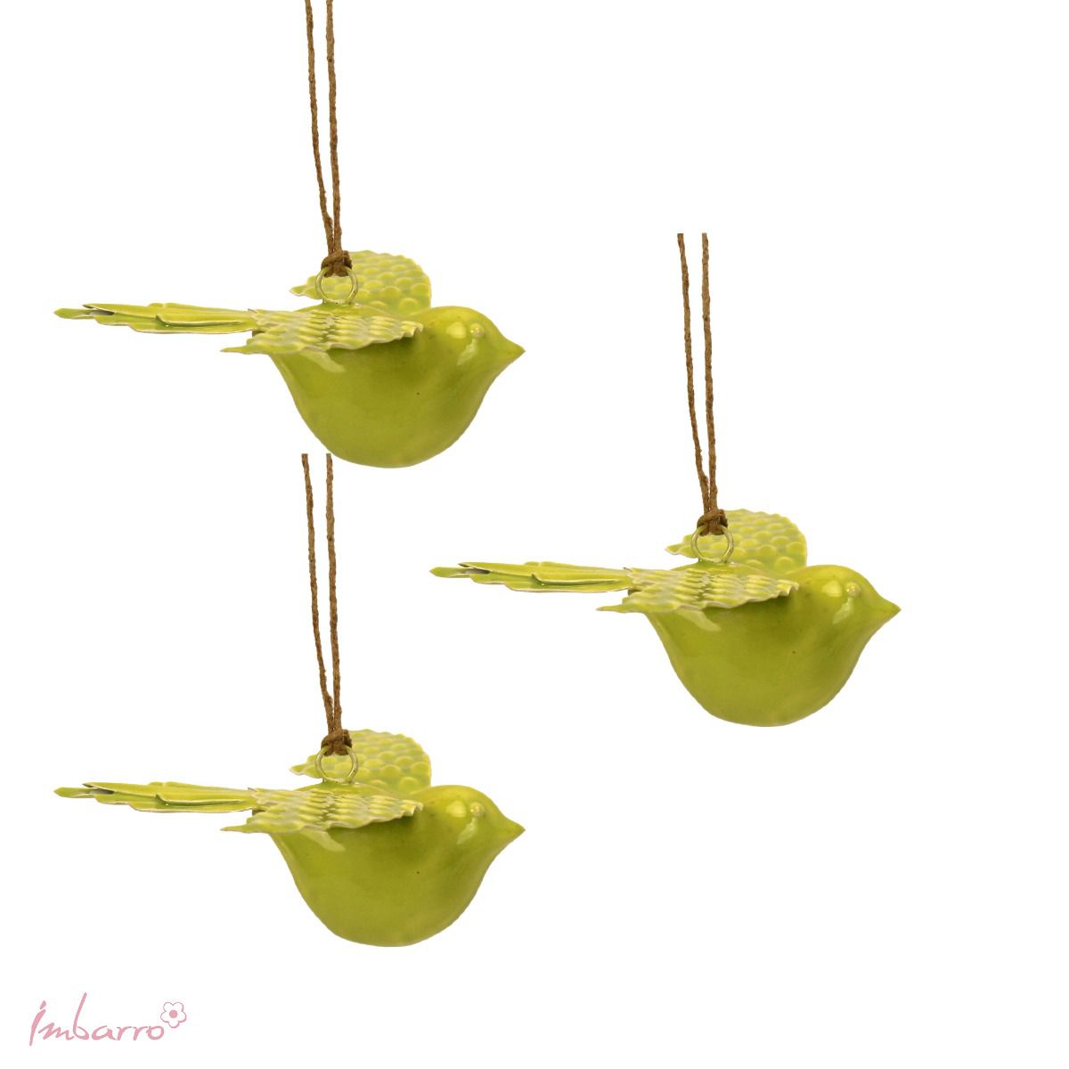 Imbarro - Decoratieve hanger 'Bird Binkie' (Set van 3, Lime)