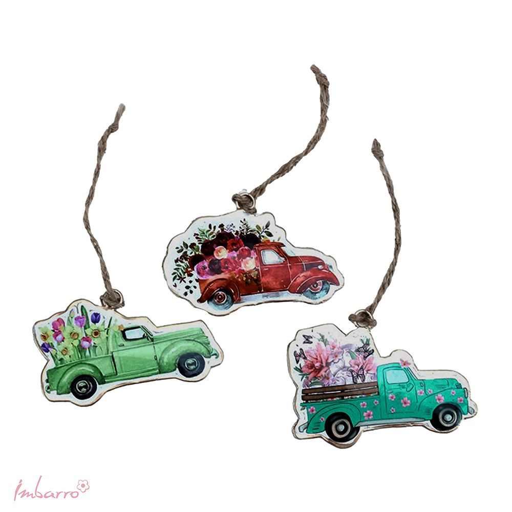 Imbarro - Ornamenten 'Cars Flowery' (Set van 3)