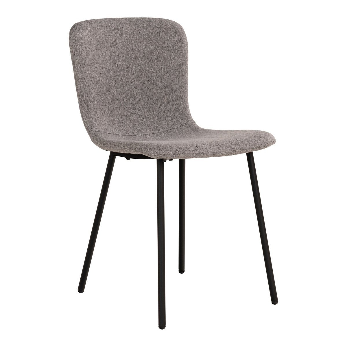 House Nordic - Halden Dining Chair - Eetkamerstoel, lichtgrijs met zwarte poten - set van 2