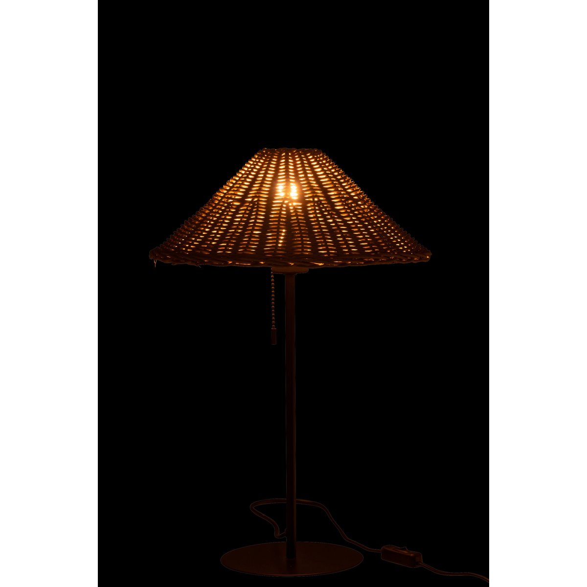 J-Line - Tischlampe - Metall/Rattan - Schwarz/Natur