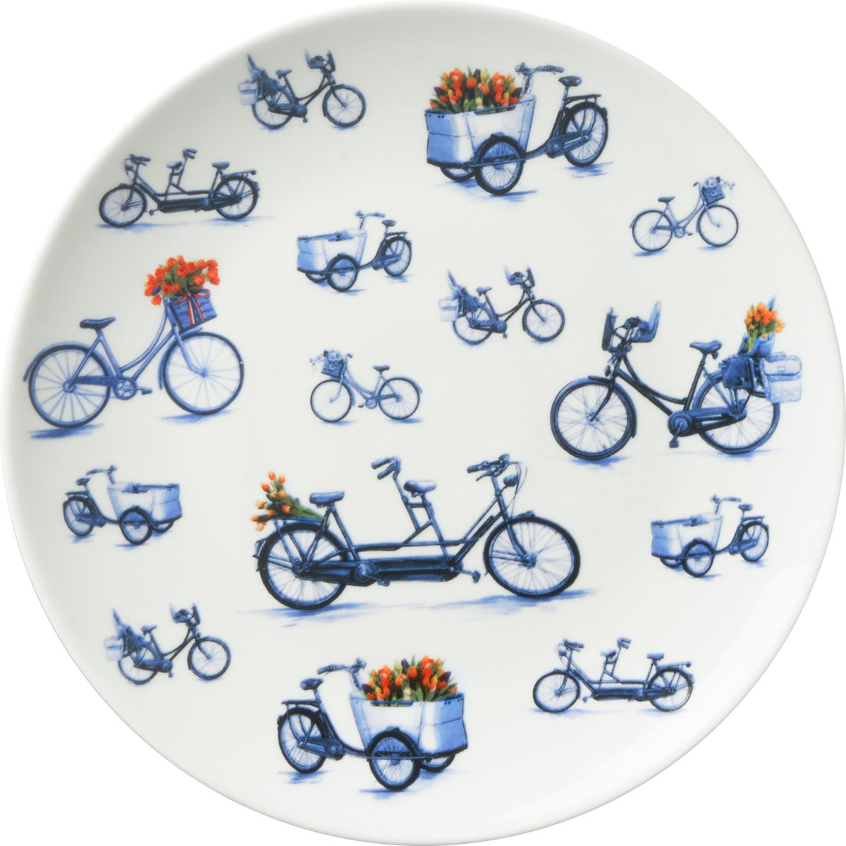 Heinen Delfts Blauw - Bord 'Fietsen' (Middel)