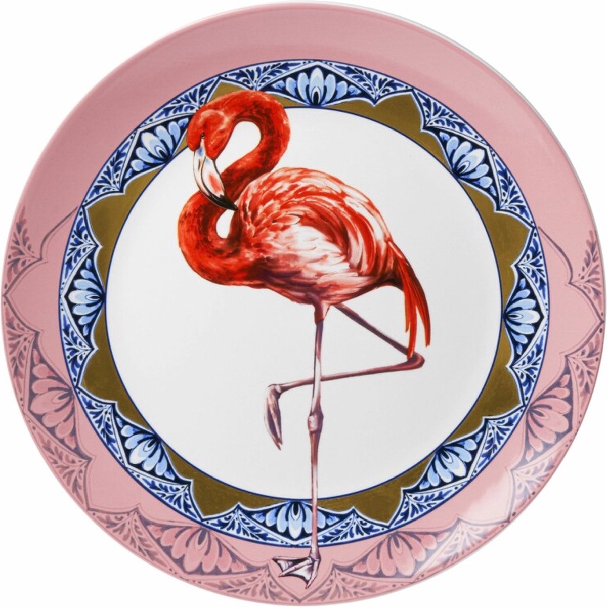 Heinen Delfts Blauw - Wandbord 'Mandala Flamingo'