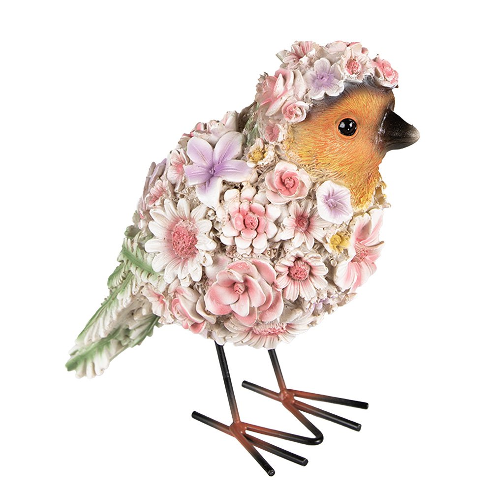 Clayre & Eef - Decoratief figuur 'Vogel' (Roze, 18cm)