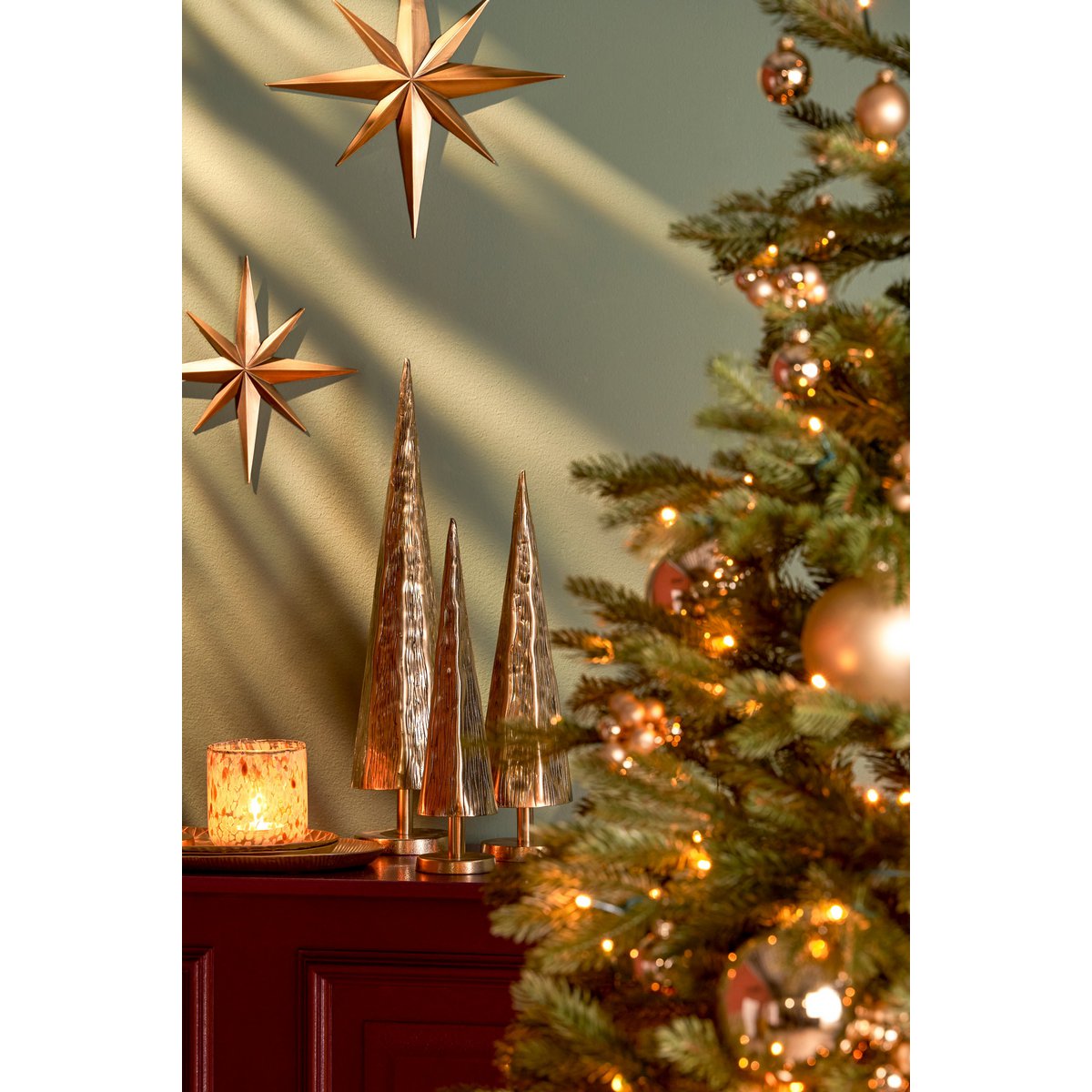 Mica Decorations - Cezar Decoratie Kerstboom - H36 x Ø9 cm - Aluminium - Goud