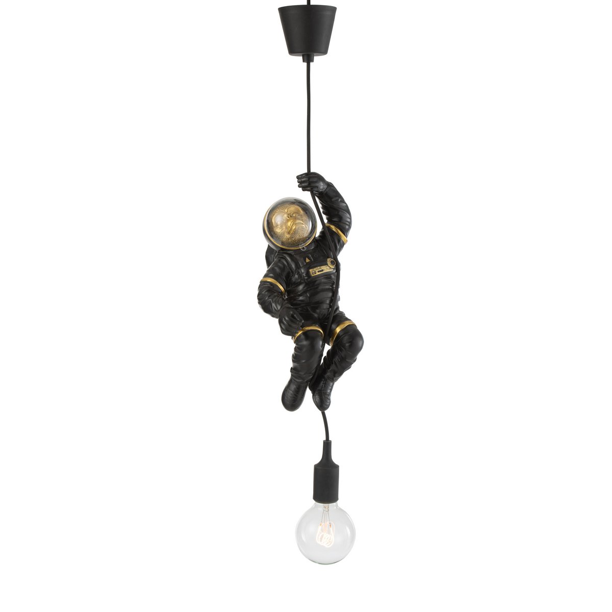 J-Line - Astronaut Hanglamp - Polyester - Zwart/ Goud