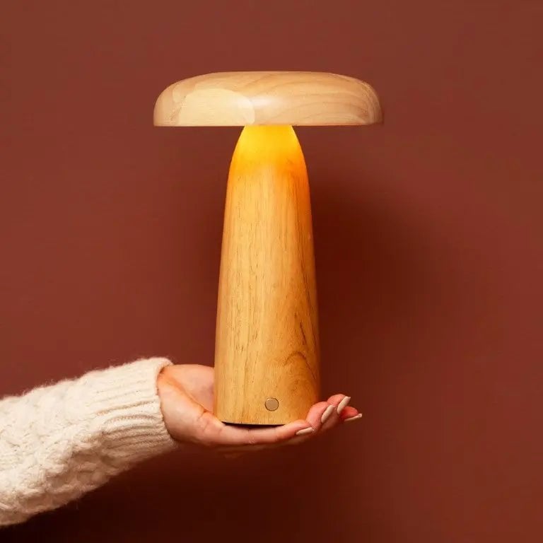 Tavellio-Amsterdam - Lennart Houten Tafellamp – Oplaadbare, dimbare en draadloze verlichting