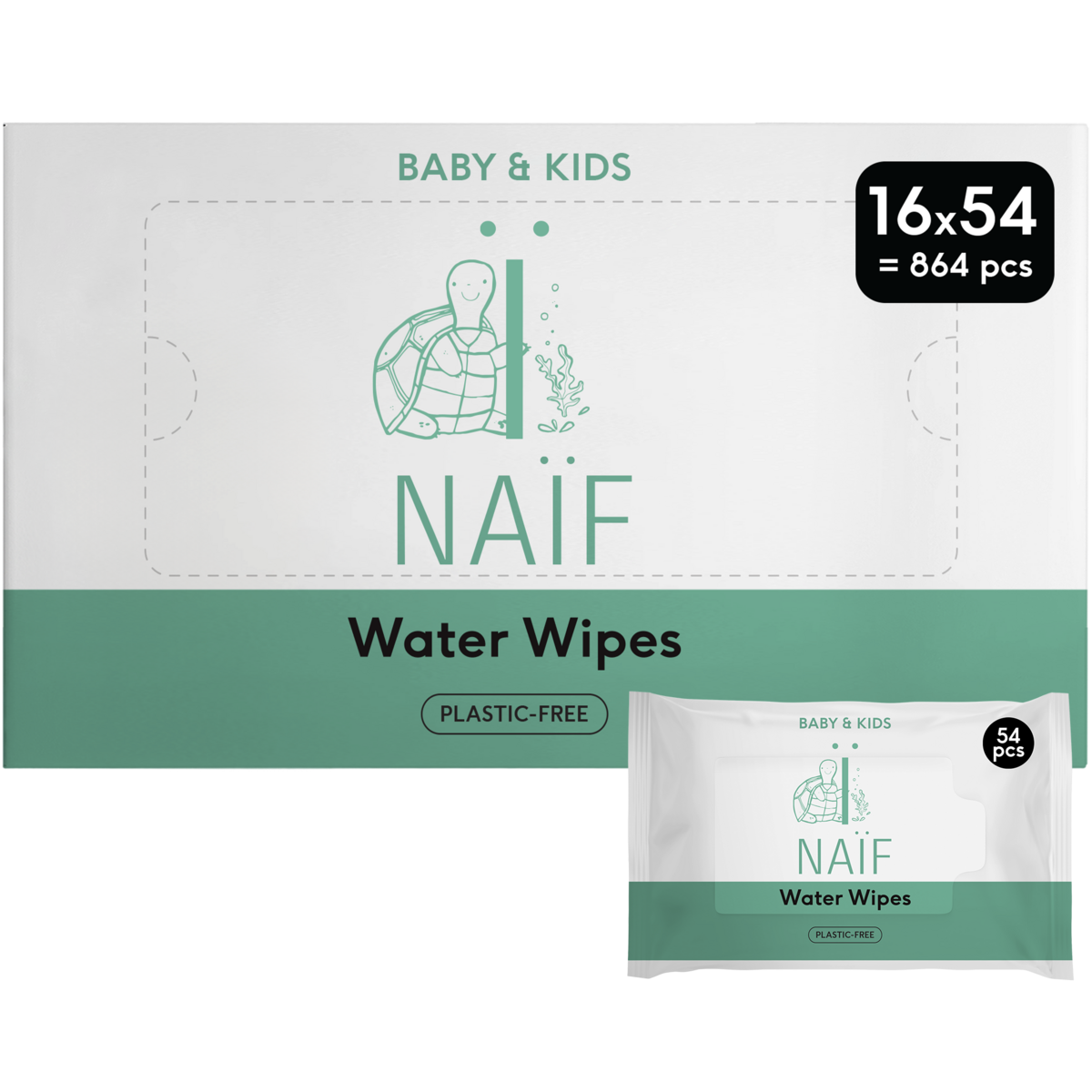 Naïf - Plasticvrije Billendoekjes voor Baby & Kids 16 packs