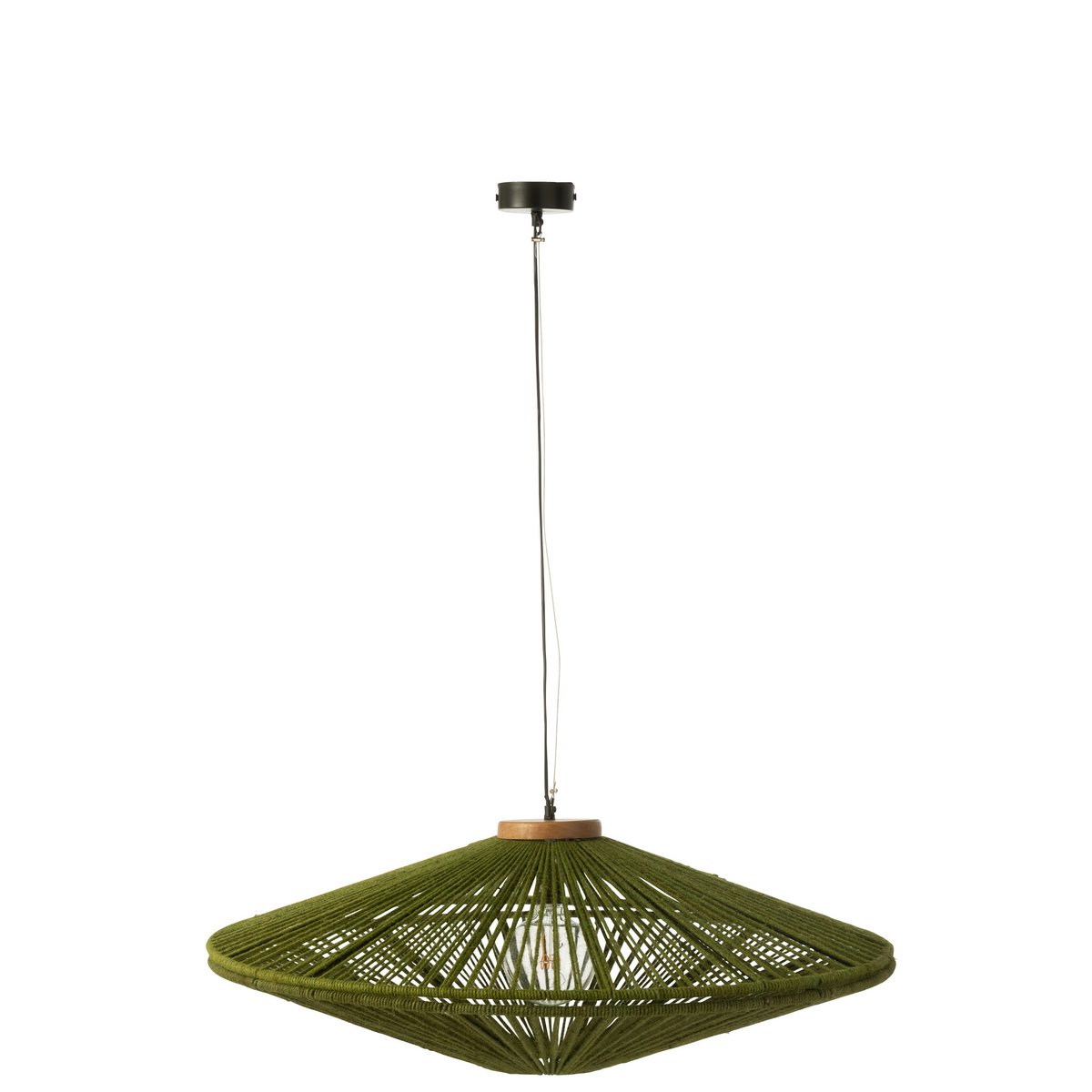 J-Line - Hanglamp Ovni Ijzer/Jute Groen Large