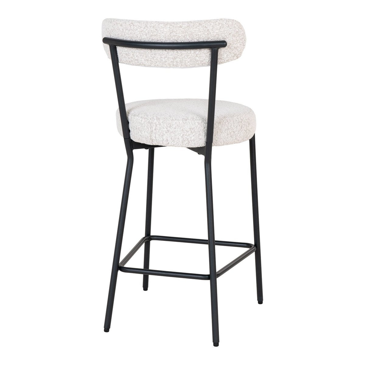 House Nordic - Badalona Counter Chair - Barkruk, wit bouclé met zwarte poten, HN1270