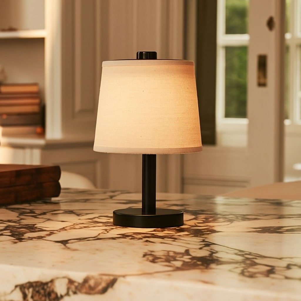 Tavellio-Amsterdam - Rover zwarte houten lamp - oplaadbare, draadloze en dimbare schaduw