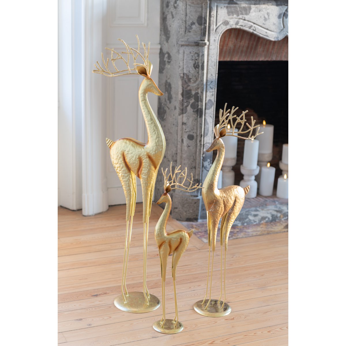 J-Line - Decoratief kerstfiguur 'Rendier' (Maat S, Goud)