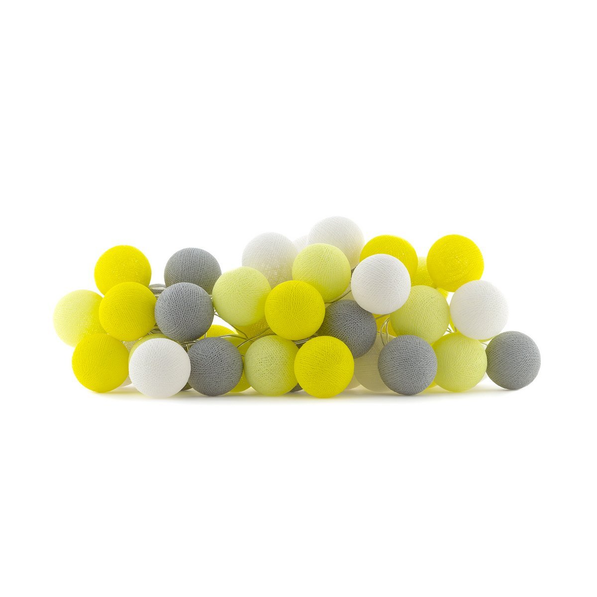 Cotton Ball Lights - Regular Lichtslinger - Yellow/Grey + Adapter - 50 cotton balls