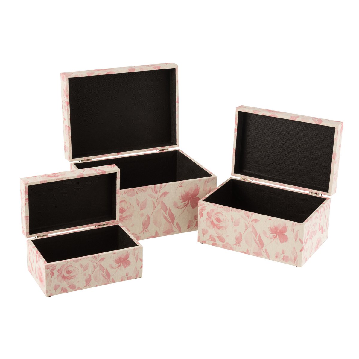 J-Line - Decoratieve dozen 'Stella' (Set van 3, Wit/Roze)