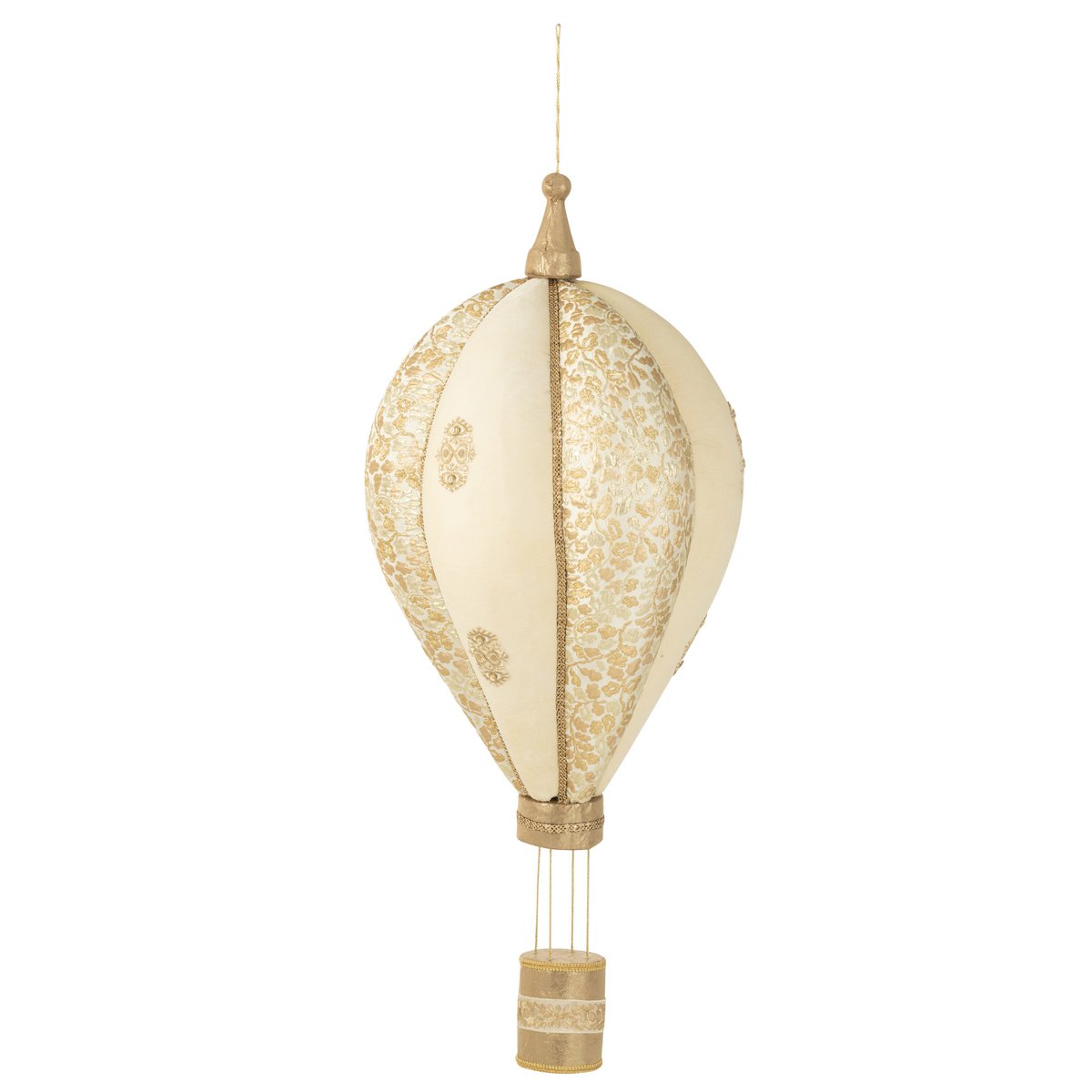 J-Line - Decoratieve hanger 'Heteluchtballon' (Wit/Goud, Maat L)