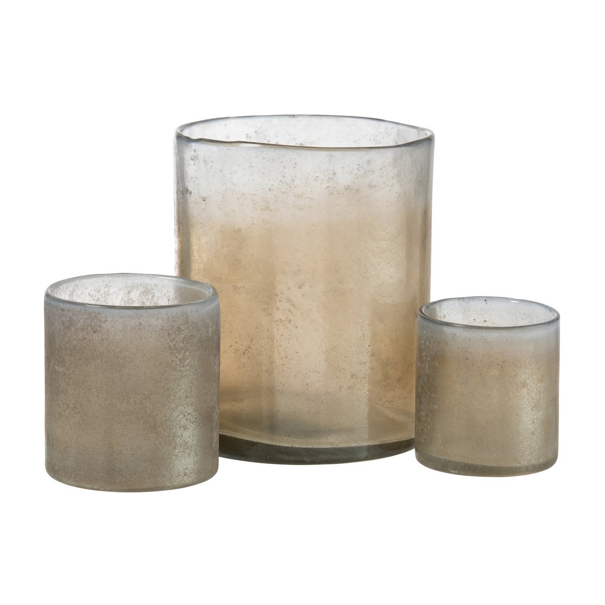 J-Line - Lantaarn Smokey Cilinder - Glas - Beige - Groot