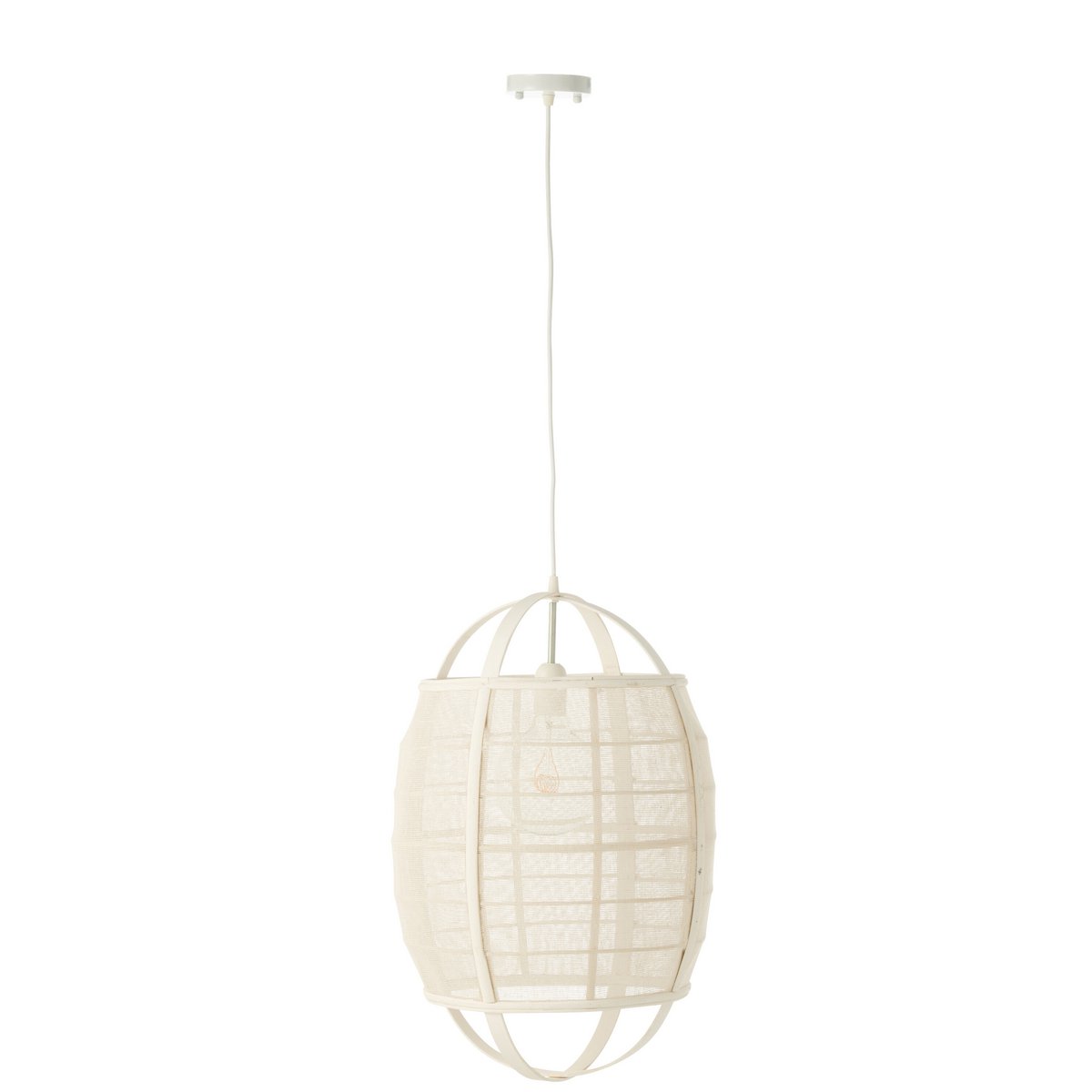 J-Line - Hanglamp Ion Linnen/Bamboe Wit Small