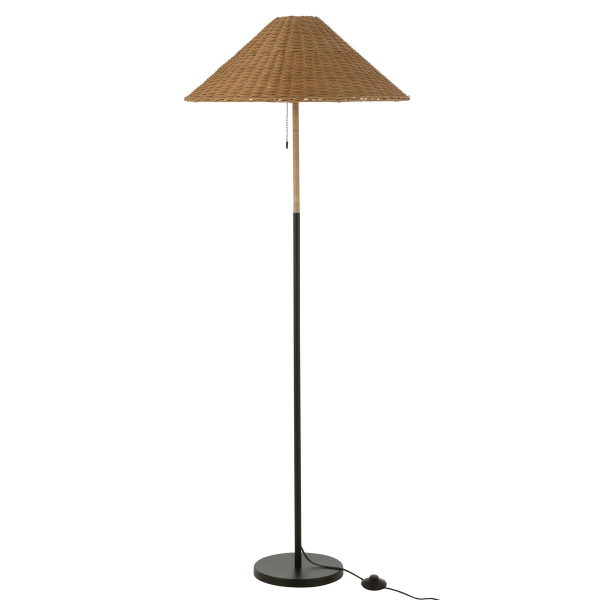 J-Line - Staande lamp 'Jax' (Zwart, Naturel)