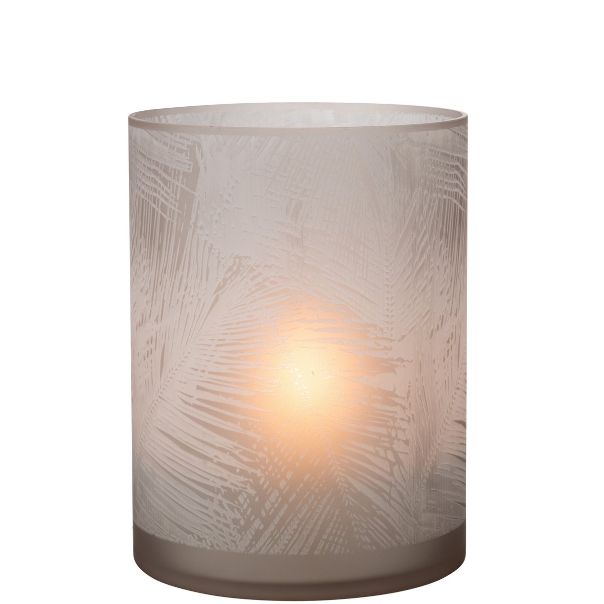 J-Line - Windlicht Bladeren - Glas - Beige - Extra Large