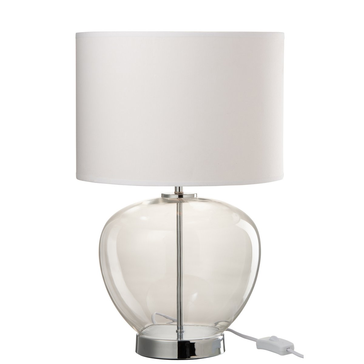 J-Line Lamp Transparant Glas/Textiel Silver/Wit