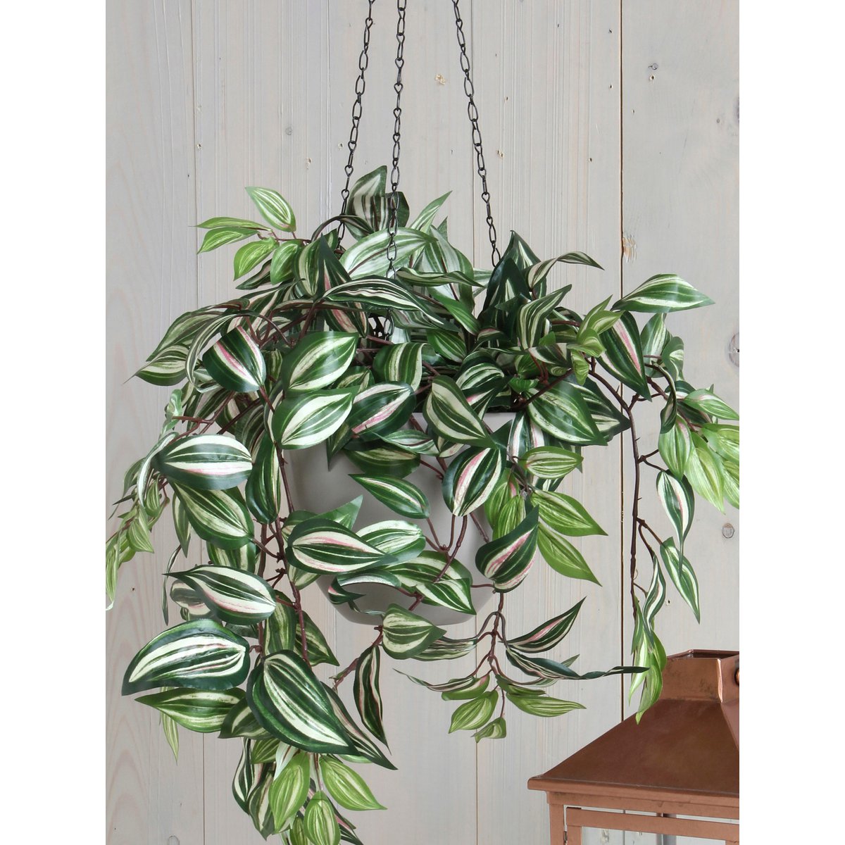 Mica Decorations - Tradescantia Kunst Hangplant in Bloempot Stan - H45 x Ø25 cm - Groen