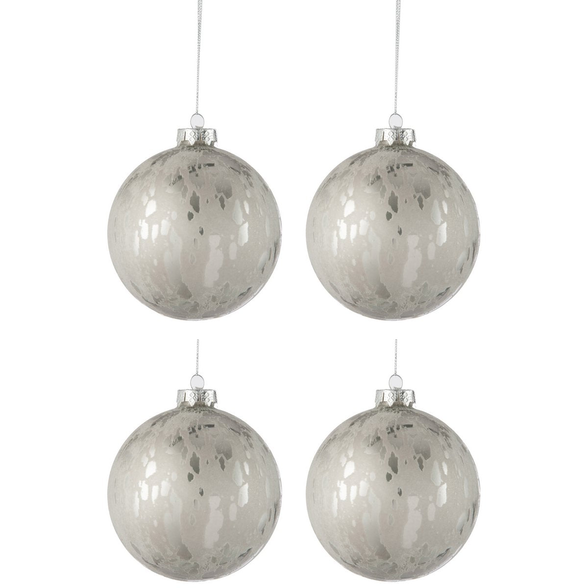 J-Line - Doos met kerstballen 'Frostvig' (Maat L, Set van 4, Mat)