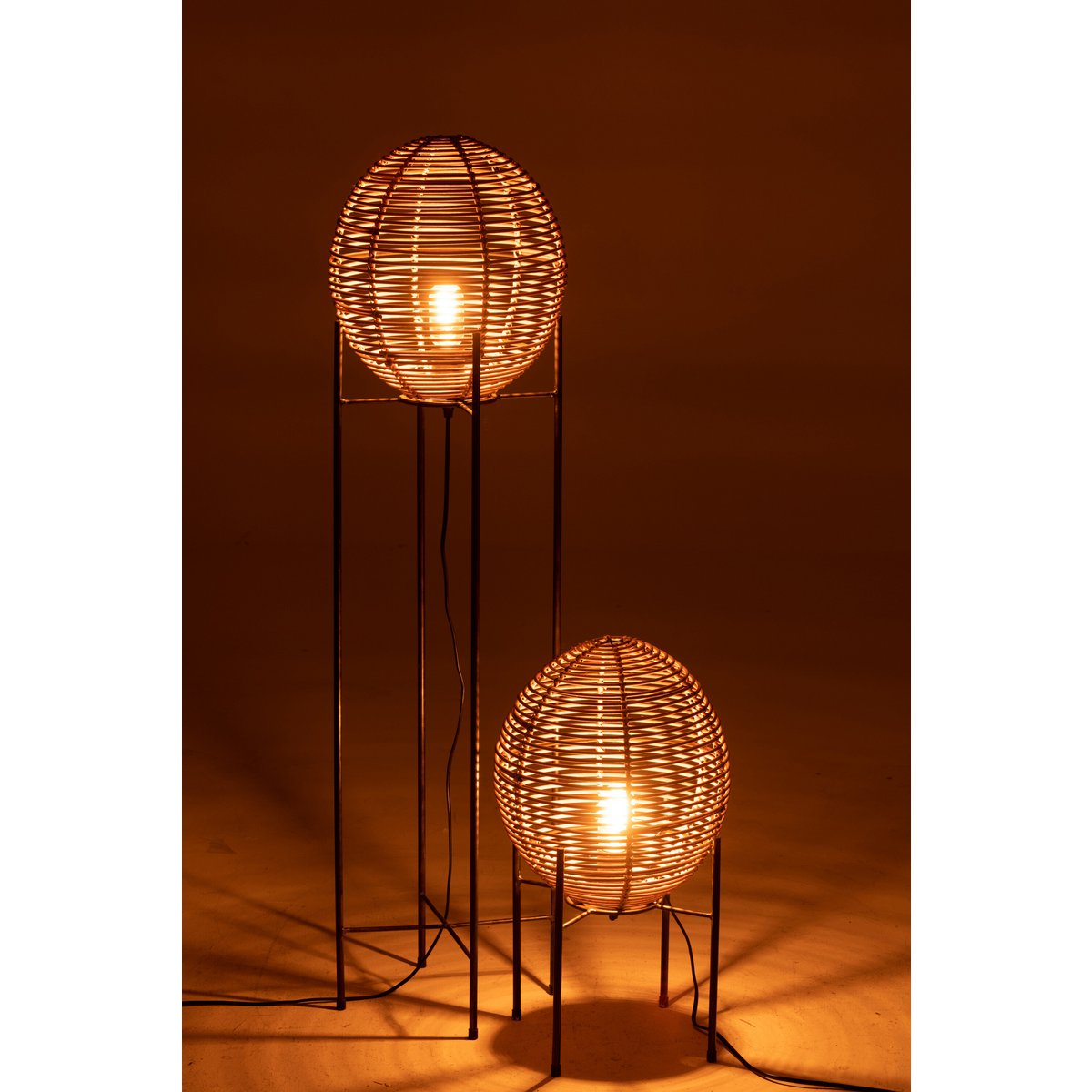 J-Line - Staanlamp Op Frame - Metaal/Rotin - Naturel