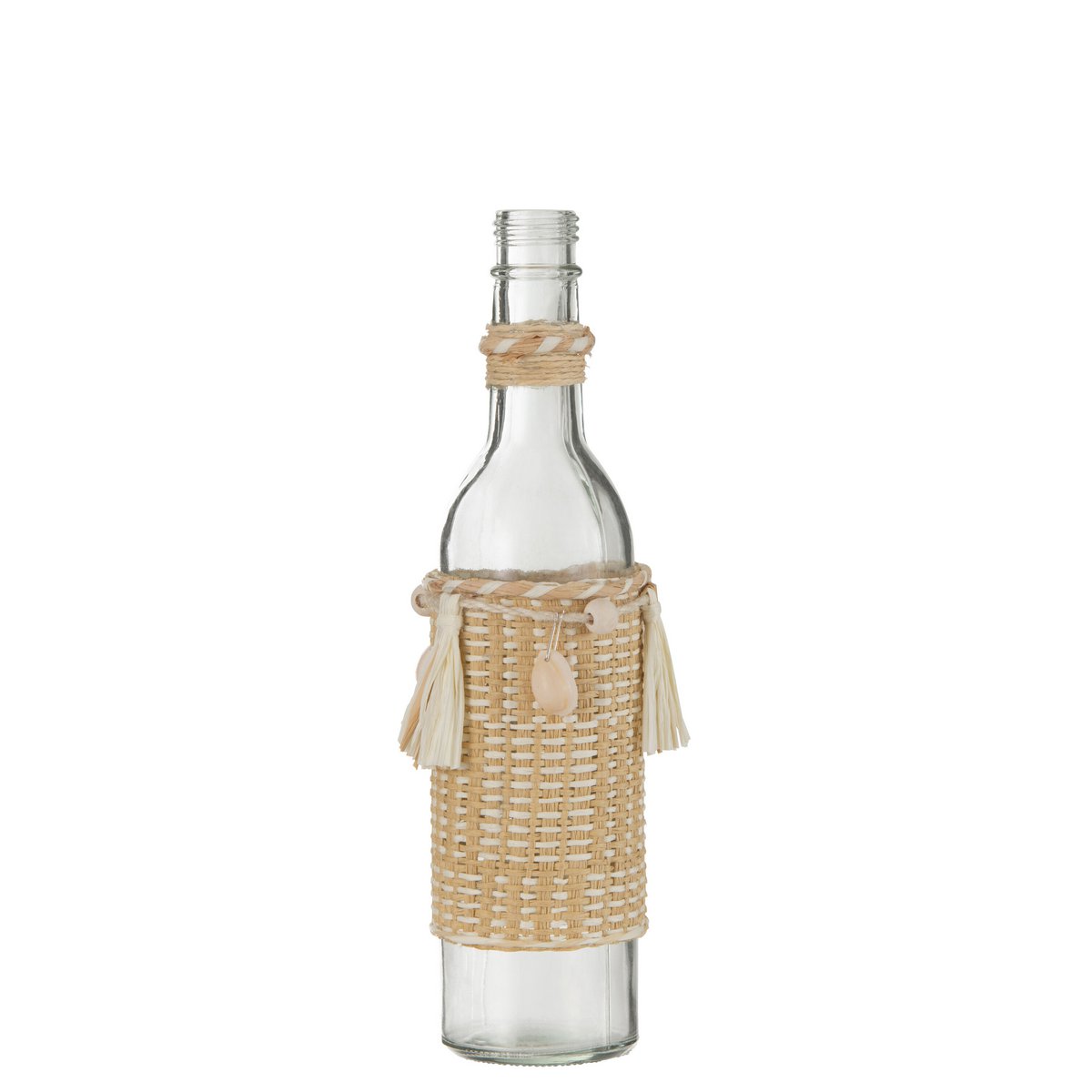 J-Line - Fles Decoratie Met Schelpen Glas Naturel