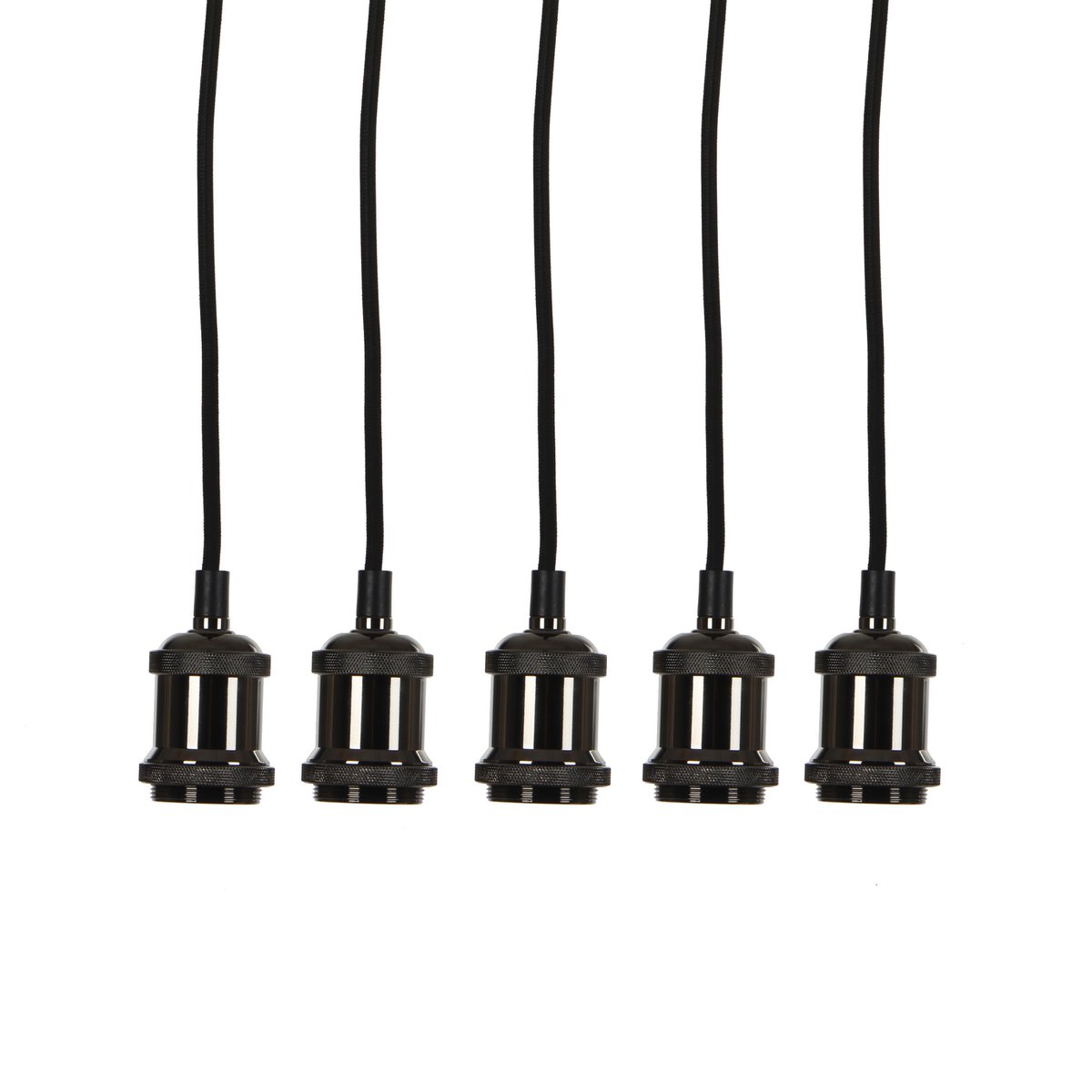 Mica Decorations - Fuga Hanglamp - Set van 5 - L150 x Ø15 cm - Zwart