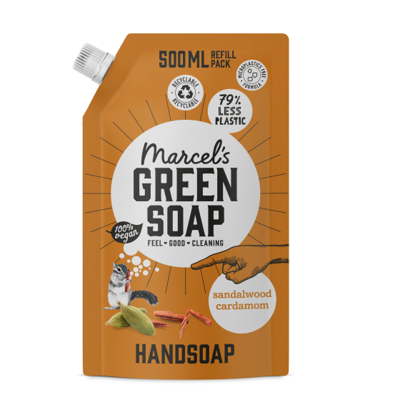 Marcel's Green Soap Handzeep Navul Stazak Sandelhout & Kardemom (500ML)