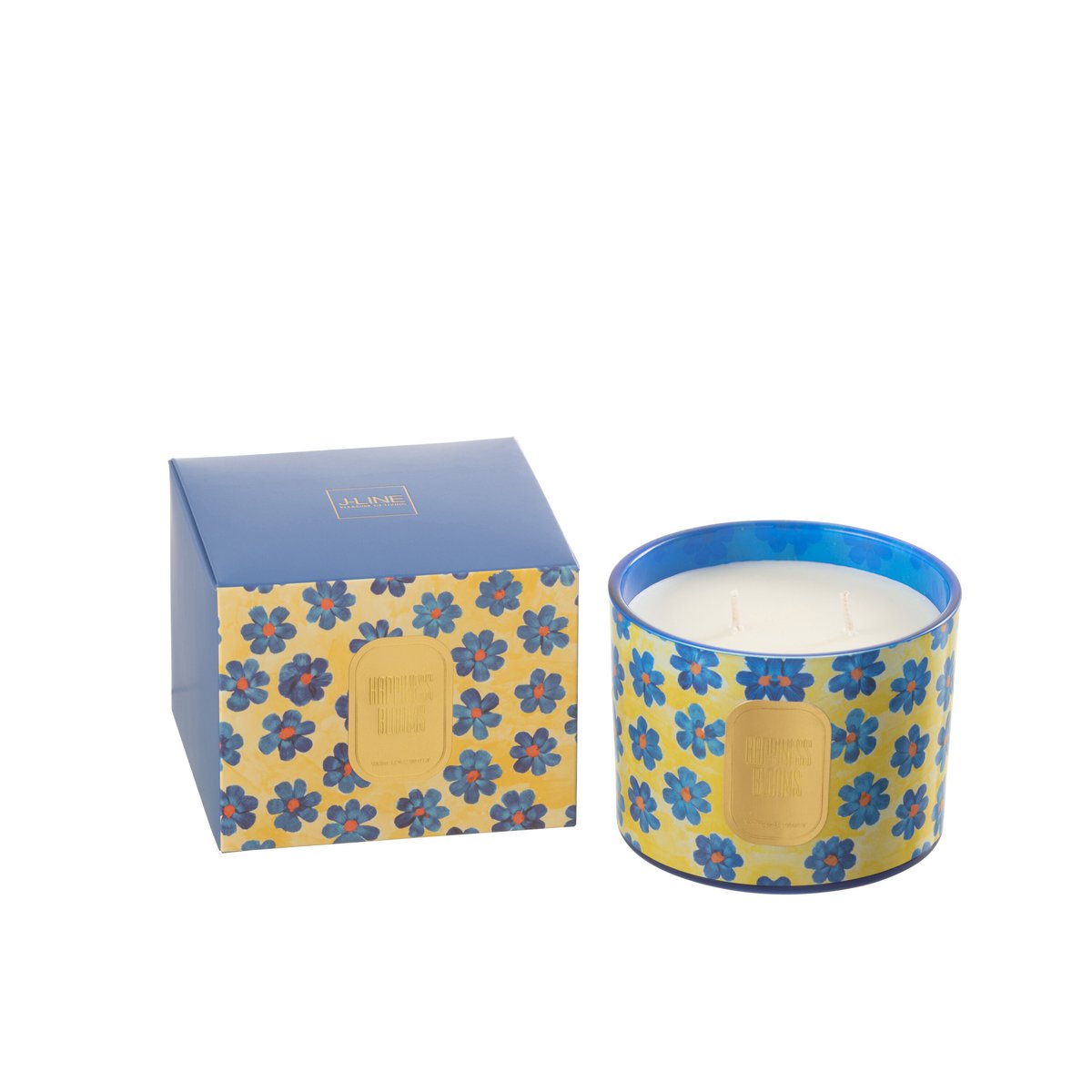 J-Line - Geurkaars Bloemen Blauw/Geel Small - 30 Uren