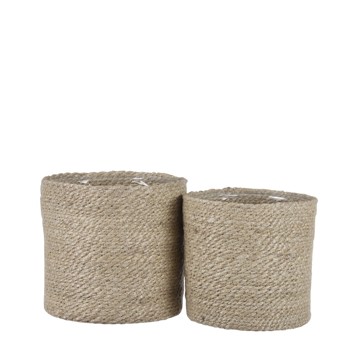 Mica Decorations - Atlantic Plantenmand - Set van 2 - H20 x Ø20 cm - Jute - Crème