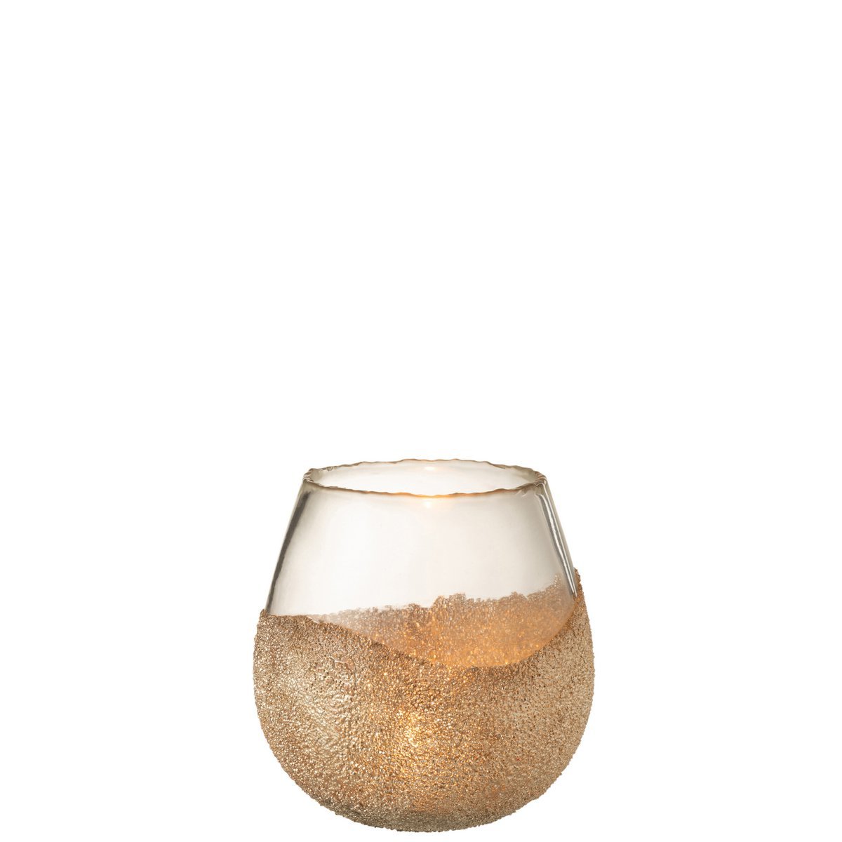 J-Line - Kaarsenhouder Helft Parels Rond - Glas - Goud - Medium