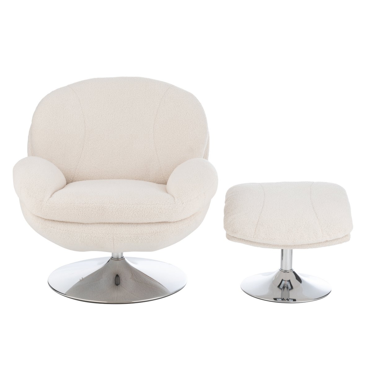 J-Line - Relax Fauteuil+ Voetbank Metaal/Multiplex Crème/Zilver