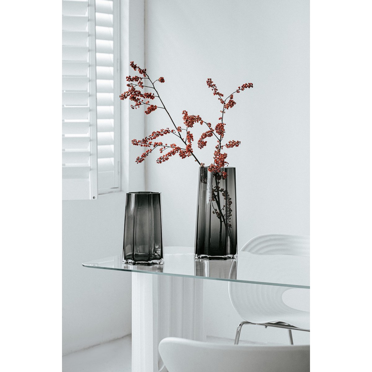 Element Accessories - Modern-Klassiek Luxe hoge vaas, stijlvol Belgisch design, LENOX 40 Grijs