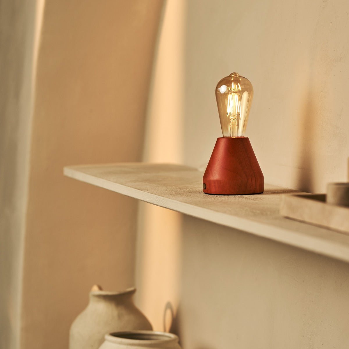 Tavellio-Amsterdam - Zavi kastanje bruin oplaadbare LED-tafellamp | Dimbaar en draagbaar | Batterijduur van 80 uur