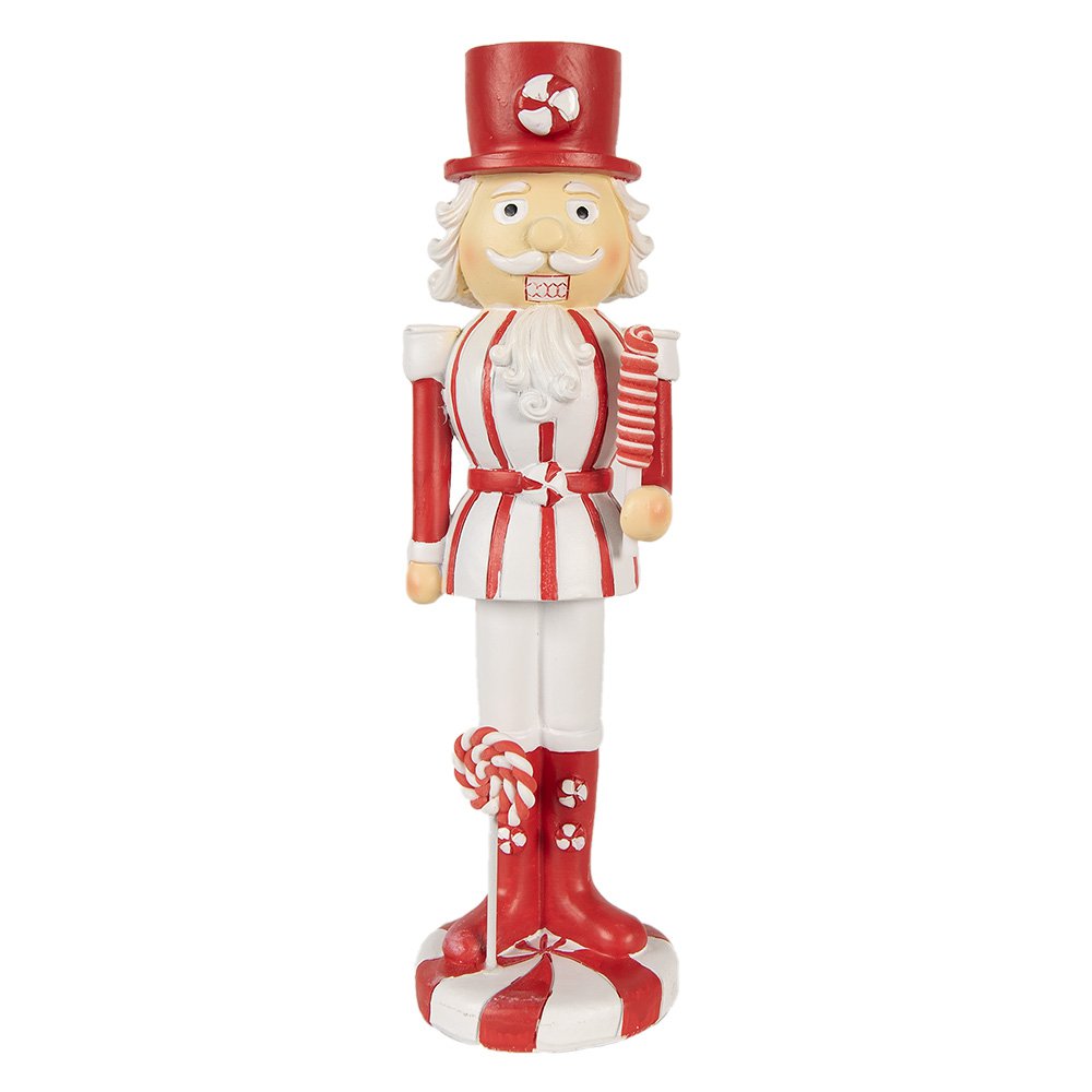 Clayre & Eef - Kerstdecoratie Beeld Rood Wit, Polyresin 7x7x23 cm