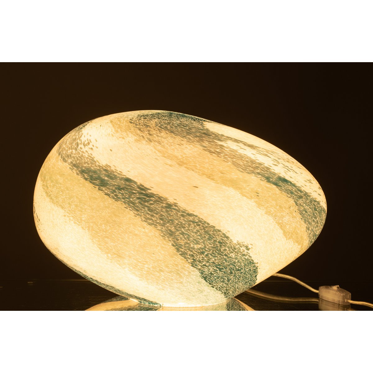 J-Line - Dany Stripes Ovale Tischlampe - Glas - Blau/Grün