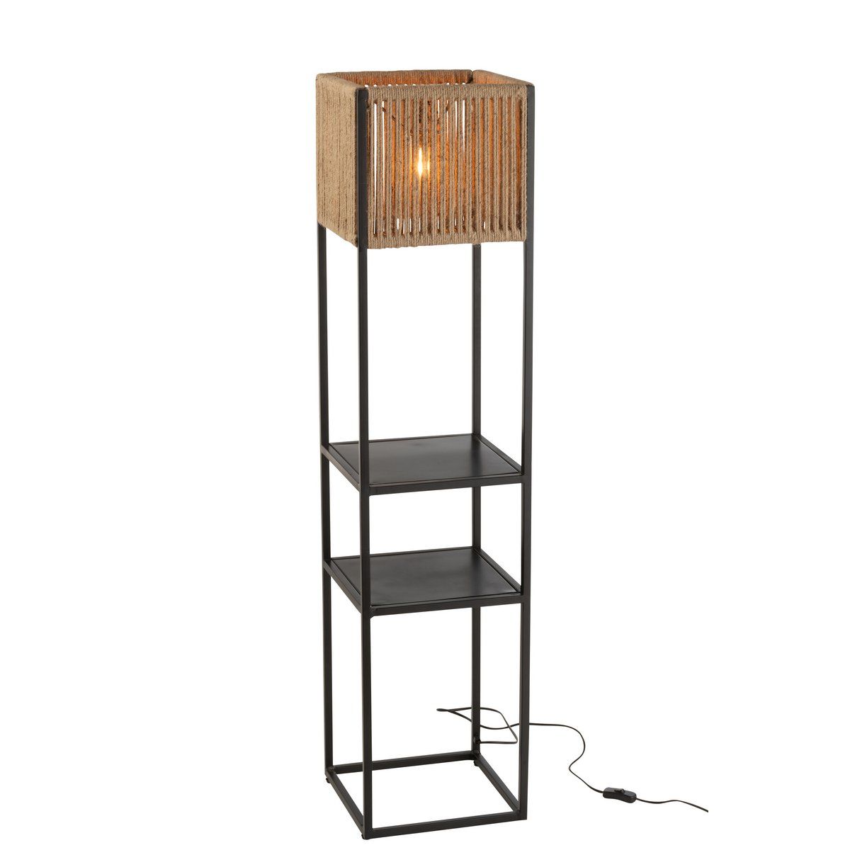 J-Line - Lamp Vierkant Ijzer/Jute Naturel/Zwart