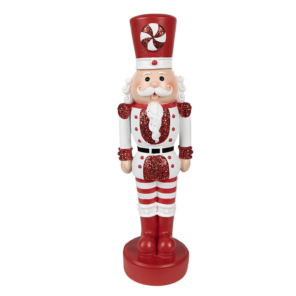 Clayre & Eef - Kerstdecoratie Beeld Rood Wit, Polyresin 11x6x37 cm