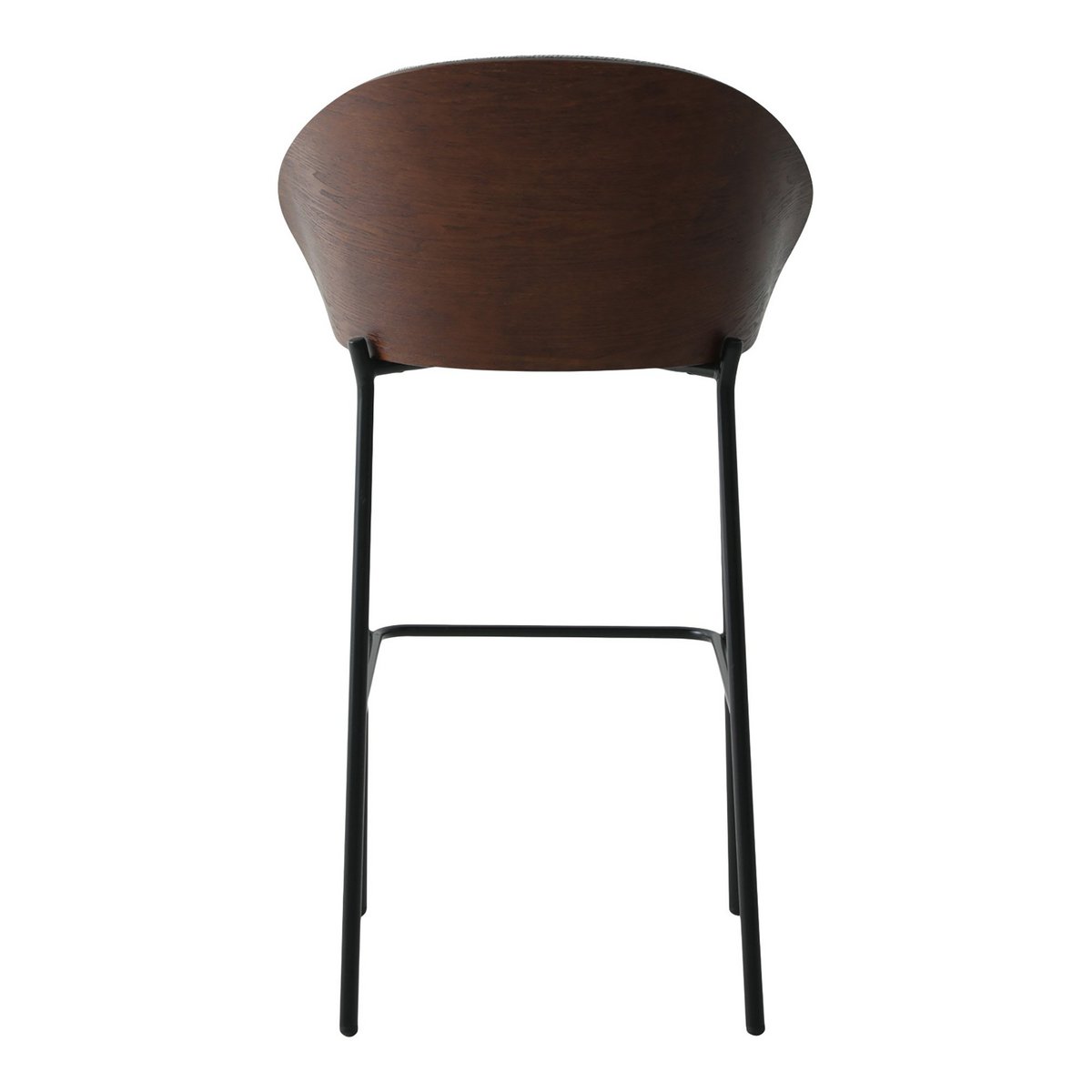 House Nordic - Canelas Bar Chair - Barstoel, lichtgrijs met donkerbruine rugleuning en zwarte poten - Set van 2