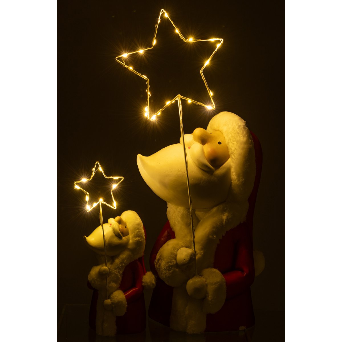 J-Line - Decoratief kerstfiguur 'Kerstman' (Maat L, LED, Wit/Rood)