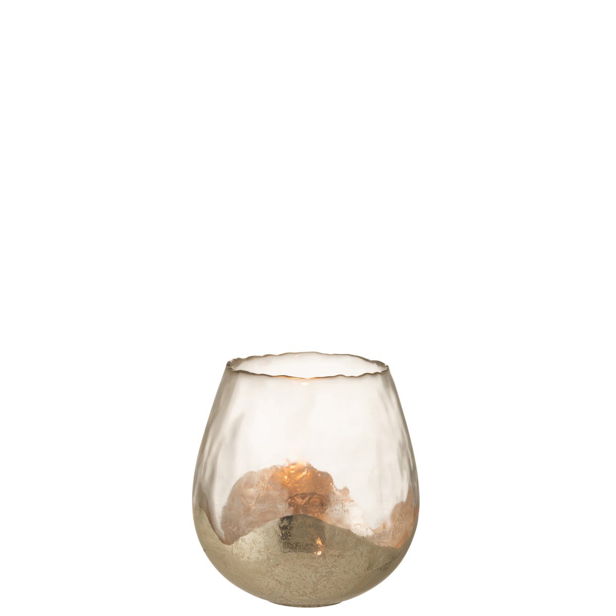 J-Line - Kaarsenhouder - Waxinelichthouder Zoe Rond - Glas - Goud - Medium