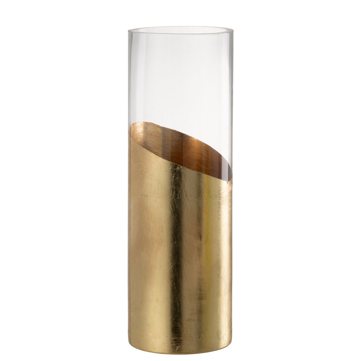 J-Line - Windlicht Moa Glas Transparant/Goud Large