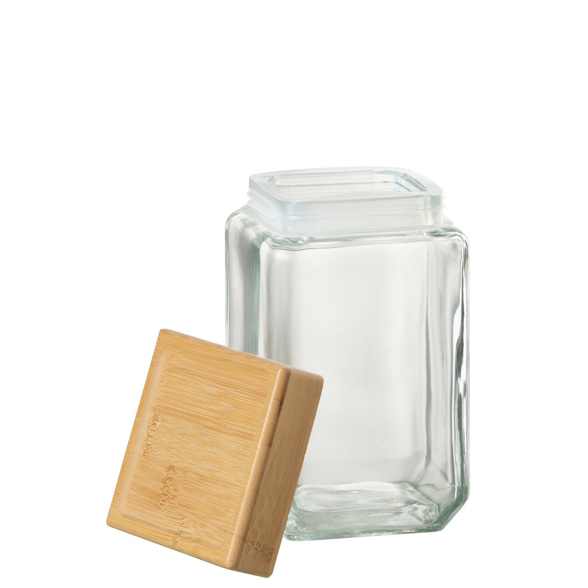 J-Line - Pot In Glas Brad Glas/Bamboo Transparant/Naturel Large