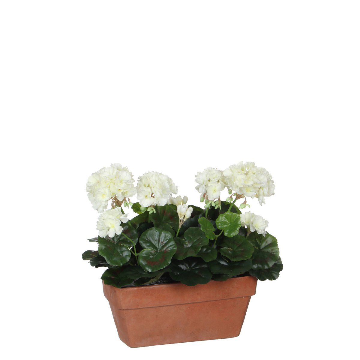 Mica Decorations - Geranium Kunstplant in Balkonbak - L29 x B13 x H40 cm - Wit