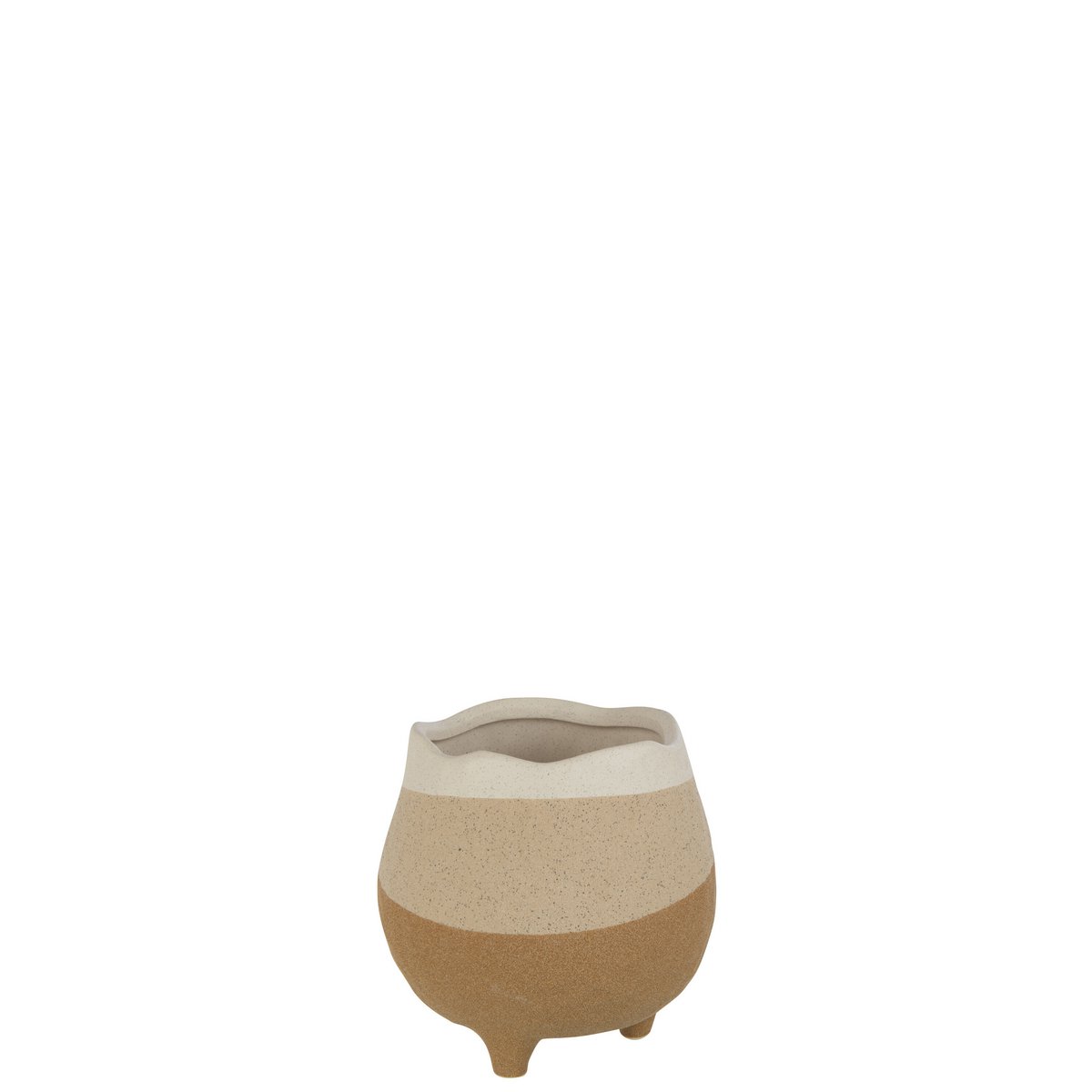 J-Line - Bloempot Op Voet - Keramiek - Beige/Lichtbruin - Medium